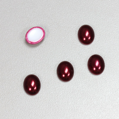 Glass Medium Dome Cabochon Pearl Spray Finish - Oval 10x8MM DARK ROSE