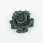 Plastic Carved No-Hole Flower - Rose 33x20MM MATTE JET