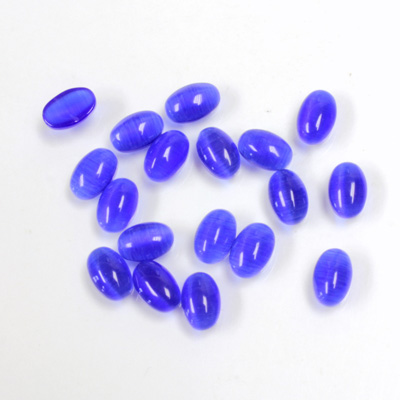 Fiber-Optic Cabochon - Oval 06x4MM CAT'S EYE ROYAL BLUE