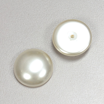 Glass Medium Dome Pearl Dipped Cabochon - Round 20MM WHITE