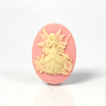 Plastic Cameo - Fairy Godmother Oval 25x18MM IVORY ON PINK