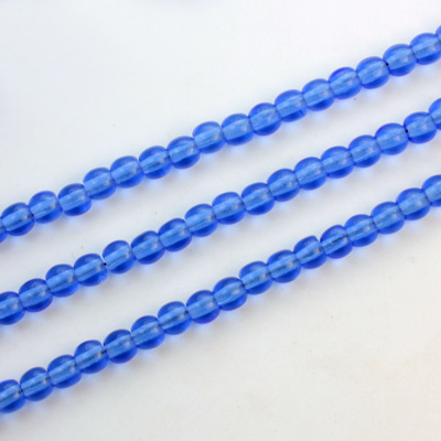 Czech Pressed Glass Bead - Smooth Round 04MM SAPPHIRE