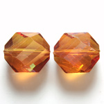 Chinese Cut Crystal Bead - Hexagon 11x9.5MM ORANGE LUMI COAT