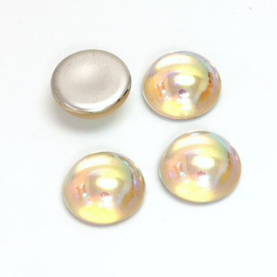 Glass Medium Dome Foiled Cabochon - Round 13MM CRYSTAL AB
