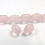 Glass Pressed Bead - Smooth Oval 11x7MM Matte PINK