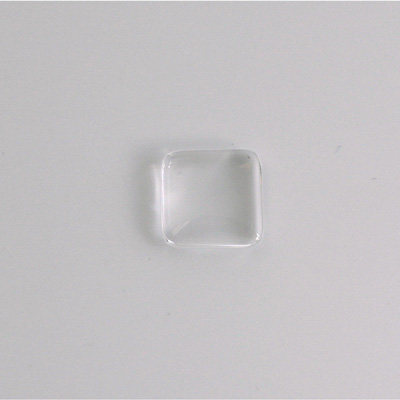 Czech Glass Low Dome Transparent Cabochon - Square 12x12MM CRYSTAL Unfoiled