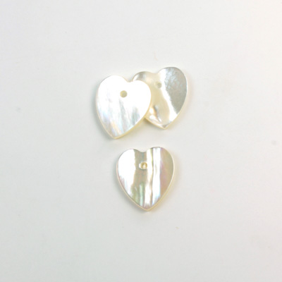 Shell Pendant - Smooth Flat Heart 12x11MM WHITE MOP