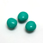 Plastic Bead - Opaque Color Smooth Flat Oval 14x13MM BRIGHT GREEN TURQUOISE