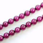 Czech Pressed Glass Bead - Smooth Round 08MM COATED GRAPE