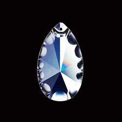 Asfour Crystal Chandelier Parts - Pendalogue Pendant - Clear Fluted Teardrop, scalloped edges 75x44mm (3 Inch) CRYSTAL 1 Hole