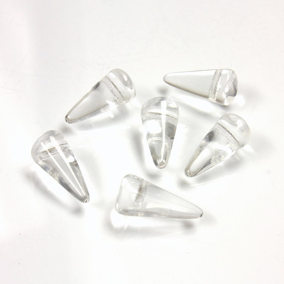 Czech Pressed Glass Bead - Smooth Spike 05x10MM CRYSTAL