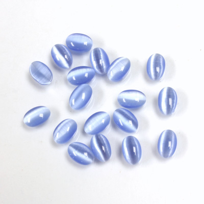 Fiber-Optic Cabochon - Oval 06x4MM CAT'S EYE LT BLUE