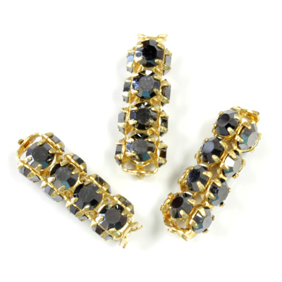 Preciosa Rhinestone Rondelle Crystal Tubes 20x7MM HEMATITE/RAW