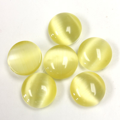 Fiber-Optic Cabochon - Round 12MM CAT'S EYE YELLOW