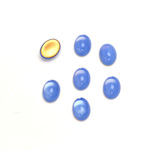 Glass Medium Dome Foiled Cabochon - Oval 08x6MM OPAL BLUE