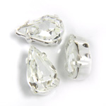 Crystal Stone in Metal Sew-On Setting - Pear 10x6MM CRYSTAL-SILVER