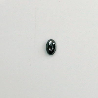 Glass Flat Back Rose Cut Faceted Stone - Oval 06x4MM HEMATITE Coated