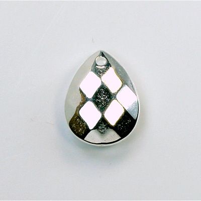 Metalized Plastic Pendant- Faceted Drop 18x14MM SILVER