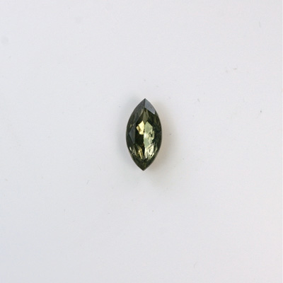 Glass Point Back Foiled Tin Table Cut (TTC) Stone - Navette 06x3MM BLACK DIAMOND