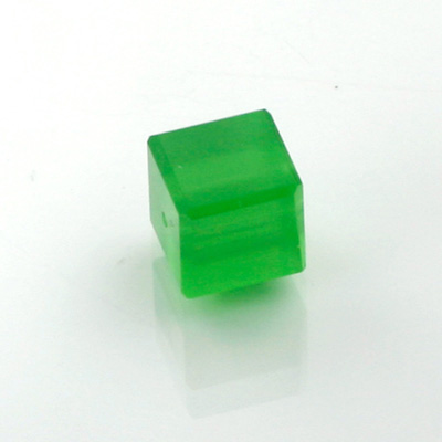 Chinese Cut Crystal Bead 18 Facet - Cube 04x4MM OPAL GREEN