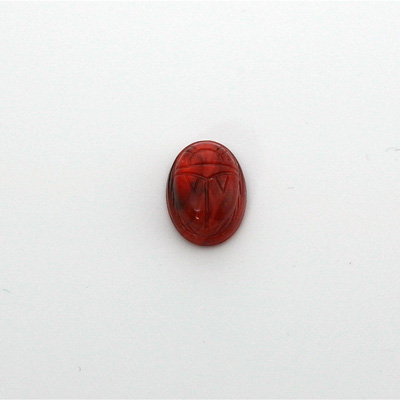 German Plastic Flat Back Scarab - Oval 10x8MM CORAL MATRIX