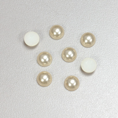 Plastic Medium Dome Pearl Cabochon - Round 07MM CREME