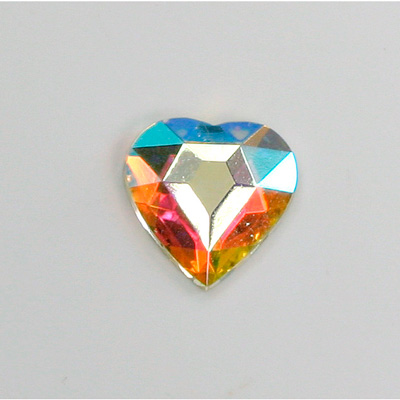 Glass Flat Back Rose Cut Fancy Foiled Stone  - Heart 16x15MM CRYSTAL AB