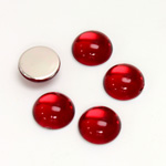 Plastic Flat Back Foiled Cabochon - Round 11MM RUBY