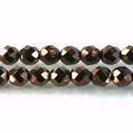 Czech Glass Fire Polish Bead - Round 08MM Full Coated ANTIQUE COPPER