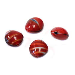 Czech Pressed Glass Bead - Smooth Nugget 14x12MM RED TIGEREYE