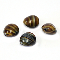 Czech Pressed Glass Bead - Smooth Nugget 14x12MM BROWN TIGEREYE