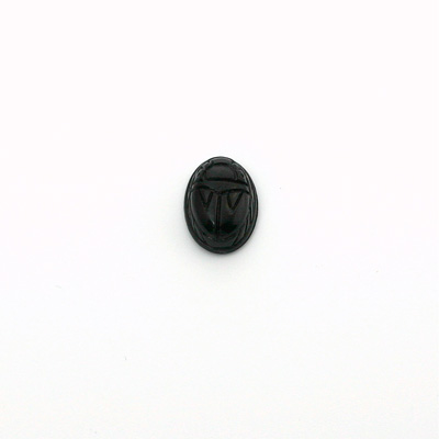 German Plastic Flat Back Scarab - Oval 08x6MM JET