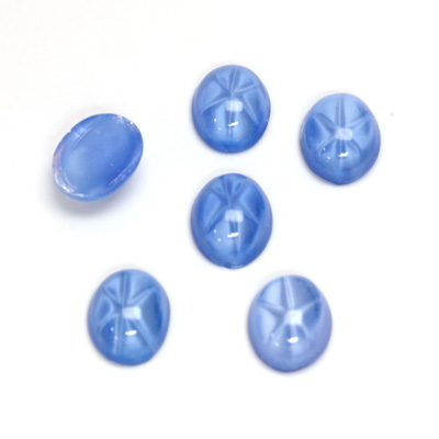 Glass Medium Dome Lampwork Cabochon - Oval 10x8MM STAR SAPPHIRE