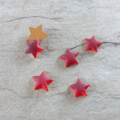 Glass Cabochon - Star 08MM MATTE RUBY Foiled