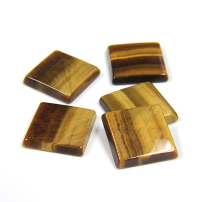 Gemstone Flat Back Single Bevel Buff Top Stone - Square 12x12MM TIGEREYE