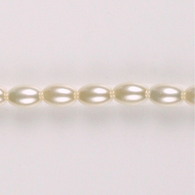 Czech Glass Pearl Bead - Oval 06x4MM WHITE (offwhite) 70401 (10248)