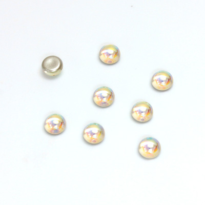 Glass Medium Dome Foiled Cabochon - Round 05MM CRYSTAL AB