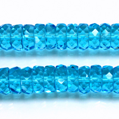 Czech Glass Fire Polished Bead - Rondelle 10x4MM AQUA