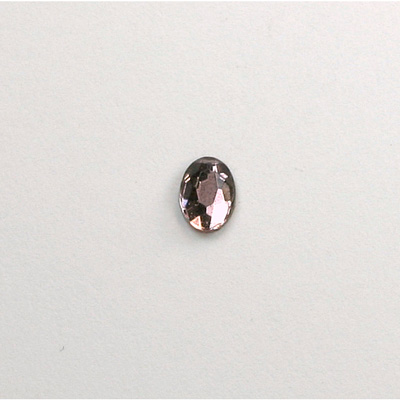 Glass Flat Back Rose Cut Faceted Foiled Stone - Oval 07x5MM LT AMETHYST