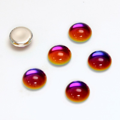 Glass Medium Dome Foiled Cabochon - Round 09MM Coated VULCANO