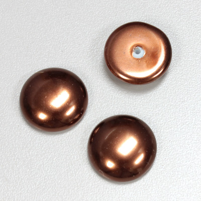 Glass Medium Dome Pearl Dipped Cabochon - Round 18MM DARK BROWN