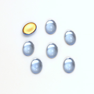 Glass Medium Dome Foiled Cabochon - Oval 08x6MM LT SAPPHIRE