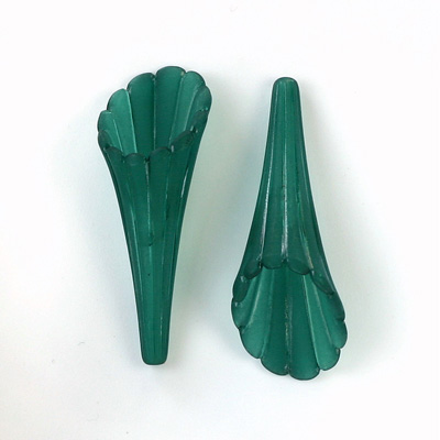 German Plastic Flower with Hole - Trumpet 31x12MM MATTE DK EMERALD