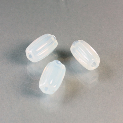 Plastic Bead - Mixed Color Grooved Rectangle 13x7.5MM WHITE OPAL