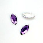 Plastic Flat Back Foiled Rose Cut Rhinestone - Navette 15x7MM AMETHYST