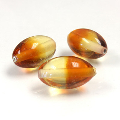 Czech Glass Lampwork Bead - Oval 18x11MM ORANGE YELLOW