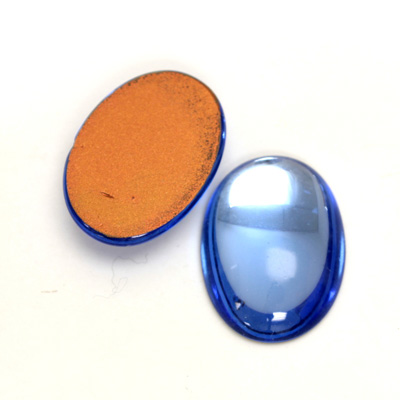 Glass Medium Dome Foiled Cabochon - Oval 25x18MM LT SAPPHIRE