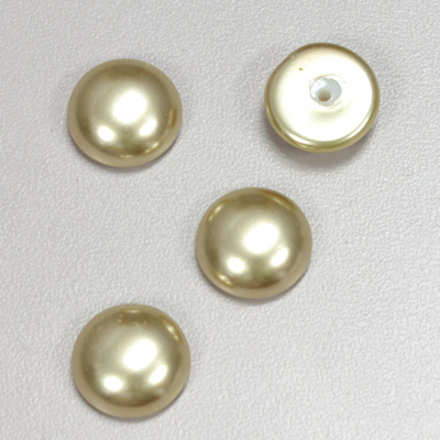 Glass Medium Dome Pearl Dipped Cabochon - Round 14MM LIGHT OLIVE