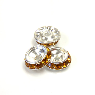 Czech Rhinestone Rondelle Shrag Rivoli Back Setting - Round 12MM outside w 08mm (ss38) Recess TOPAZ-SILVER