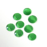 Fiber-Optic Flat Back Stone with Faceted Top and Table - Round 07MM CAT'S EYE GREEN